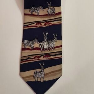 Vintage Into Africa zebra tie- 100% silk